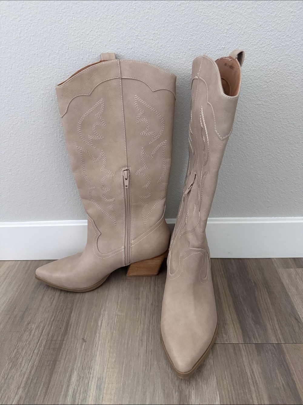 DV by Dolce Vita Beige Lace-Up Western Knee Boots